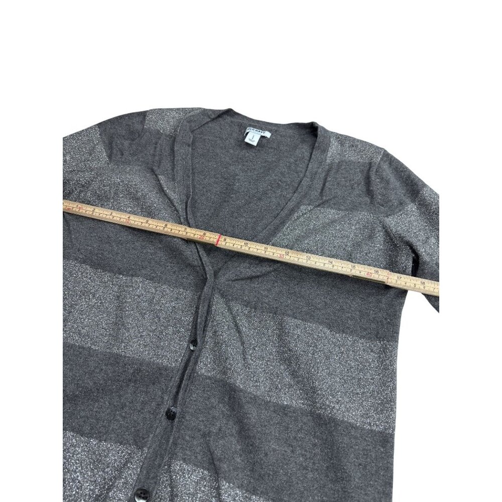 Old Navy Womens Gray Striped Button-Up Cardigan Sweater L - Picture 9 of 10